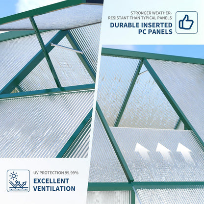 8'X16' Aluminum-Framed Polycarbonate Greenhouse, Heavy Duty Polycarbonate Greenhouse with Quick Setup Structure and Roof Vent, Large Enhanced Aluminum Greenhouses Kit for Outdoors