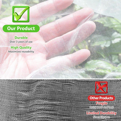 JOJOLEE Garden Blueberry Bush Netting Cover, 4Pcs 4.9 x 3.9FT Insect Bird Nettings with Zipper and Drawstring, Protective Plant Cover Mesh Net Bags for Fruit Trees, Tomatoes, Flowers