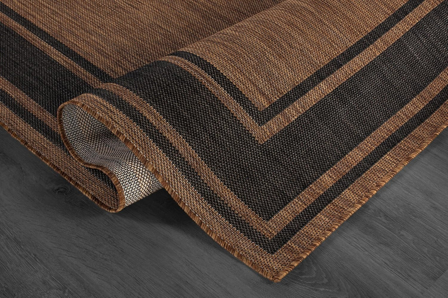 Beverly Rug Outdoor Rug 8x10 Modern Bordered Area Rugs for Indoor and Outdoor Patio Deck Porch Garden Waterproof Weather Sun Resistant Washable Outside Carpet (8 x 10 Gold)