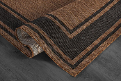 Beverly Rug Large Outdoor Rug 9x12 Modern Bordered Area Rugs for Indoor and Outdoor Patio Deck Porch Garden Waterproof Weather Sun Resistant Washable Outside Carpet (9 x 12 Gold)