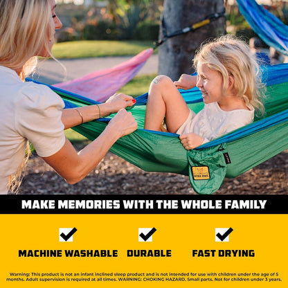 Wise Owl Outfitters Camping Hammock – 500lbs Portable Hammock with Tree Straps - Travel, Backpacking, Hiking, Outdoors Camping Gear - Single or Double