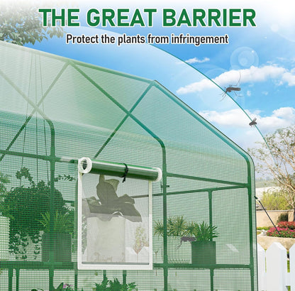 56×85×77Inch Walk-in Greenhouse, Heavy Duty Small Plant House with Thicken PE Cover and Steel Frame, for Garden, Outdoors, Indoors, Green