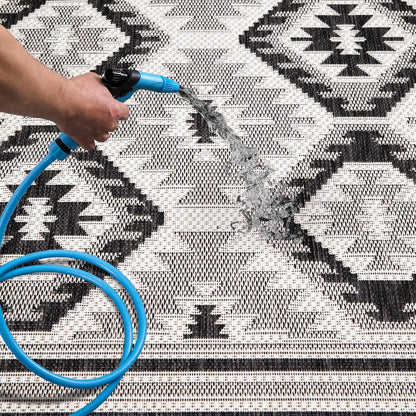 Keen Home Design Outdoor Runner Rug - 6x9 Washable Indoor/Outdoor Rug for Patio, Balcony, Kitchen, Garden, Beach, Deck and Porch. Size: 6'7" x 9'2"