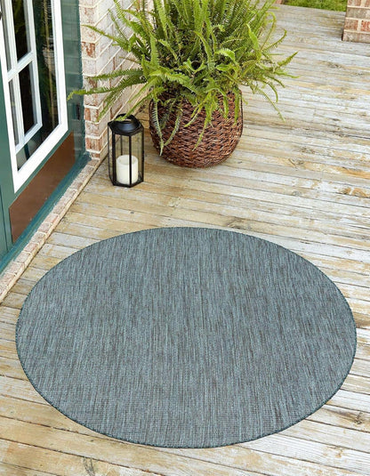 Unique Loom Outdoor Solid Collection Area Rug (10' Round Teal/Navy Blue)