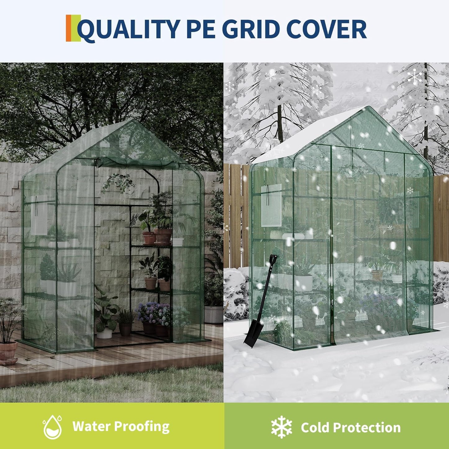 Greenhouse, 57 x 29 x 76'' Greenhouses for Outdoors, Durable Green House Kit with Window, Thicken PE Cover, 3 Tiers 12 Shelves, Portalbe Walk in Green Houses for Indoor Backyard Outside