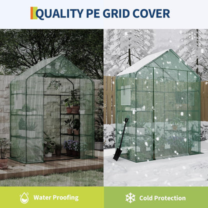 Greenhouse, 57 x 29 x 76'' Greenhouses for Outdoors, Durable Green House Kit with Window, Thicken PE Cover, 3 Tiers 12 Shelves, Portalbe Walk in Green Houses for Indoor Backyard Outside