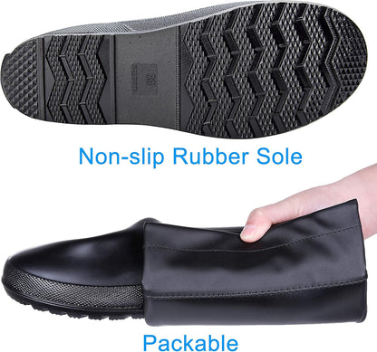 Asgard Packable Tall Rain Boots for Women Waterproof Rubber Garden Boots Ultra Lightweight Flat Mud Boots- NOT FOR WIDE CALF