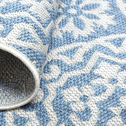 Nicole Miller New York Patio Country Julia Transitional Geometric Indoor/Outdoor Runner Area Rug, Blue/Grey, 1'9"x7'2"