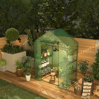 Greenhouse, 57 x 29 x 76'' Greenhouses for Outdoors, Durable Green House Kit with Window, Thicken PE Cover, 3 Tiers 12 Shelves, Portalbe Walk in Green Houses for Indoor Backyard Outside