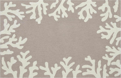 Liora Manne CAPRI Indoor/Outdoor Handmade Synthetic Blend Durable Area Rug - Traditional Border Coastal Beach Accent (Coral Border Silver) (2'6" x 4')