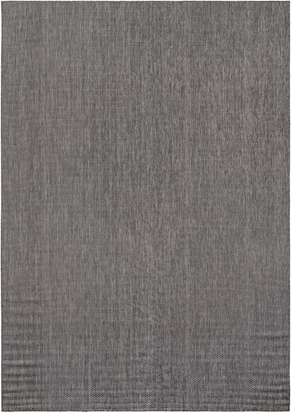 Unique Loom Outdoor Solid Collection Area Rug (10' x 14' Rectangle Black/Ivory)