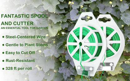 Gardzen 328ft Twist Ties, Reusable Coated Wire Plant Ties with Cutter, Ideal for Sealing Plastic Bags, Bread Bags, Organizing Cords, Gardening Activities