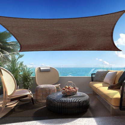 14' x 15' Brown Rectangle Sun Shade Sail SSP1212 Canopy Durable Fabric UV Block Awning,We Make Custom Orders