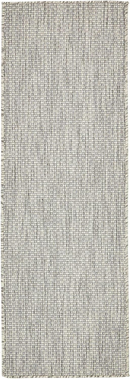 Unique Loom Collection Casual Transitional Solid Heathered Indoor/Outdoor Flatweave Area Rug (2' x 6' 1" Runner, Light Gray/Ivory)
