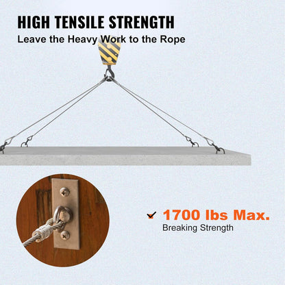 Mophorn Stainless Steel Cable Railing 1/8"x 500ft, Wire Rope 316 Marine Grade, Braided Aircraft Cable 7x7 Strands Construction for Deck,Rail,Balusters,Stair,Handrail,Porch,Fence