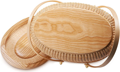 Nantucket style basket Picnic Basket rattan Handmade Products woven Sewing storage basket Two swing handles Tote Bag For Women