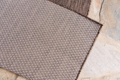Unique Loom Collection Casual Transitional Solid Heathered Indoor/Outdoor Flatweave Area Rug (7' 1" x 10' Rectangle, Light Brown/Ivory)