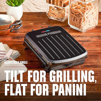 George Foreman 2-Serving Classic Plate Electric Indoor Grill and Panini Press,Black,GRS040B,(Pack of 2)