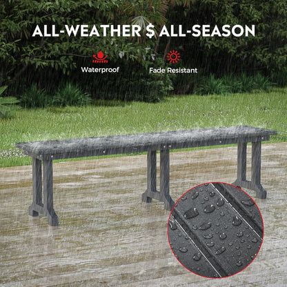 Outdoor Benches Weatherproof, Park Long Bench Poly Lumber Backless for Entryway Front Porch Garden Bench Seat for Patio, Gray