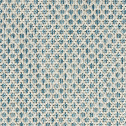 Nourison Home Courtyard Indoor/Outdoor Ivory/Aqua 2'2" x 10' Area Rug, Easy Cleaning, Non Shedding, Bed Room, Living Room, Dining Room, Backyard, Deck, Patio (2x10)