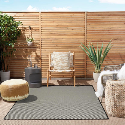 Nourison Home Courtyard Black White 5' x 7' Area Rug - Easy Clean, Non Shedding, Bed Room, Living Room, Dining Room, Kitchen (5' x 7')