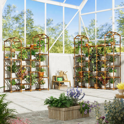 EnHomee Plant Stand Indoor Plant Stands Outdoor Tall Plant Shelf for 15-21 Pots Corner Tiered Plants Stands for Multiple Plants Wood Hanging Plants Holder for Garden Balcony Patio Window Porch