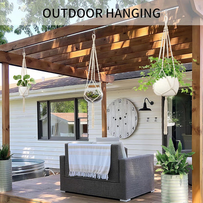2 Pack Macrame Plant Hanger, 44 Inch, Fits 4-12 Inch Pots, Extra Long Indoor Outdoor Hanging Planter Basket Flower Pot Holder, Boho Home Decor, Ivory (POTS NOT Included)