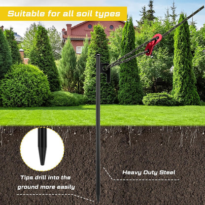 Suzile 60 Pcs Tree Stake Kit, Heavy Duty Tree Staking and Supports for Leaning Trees Include 11. 8'' Steel Stakes 15. 8'' Support Straps 13. 12 ft Ropes for Anchoring Hurricane Protection (Army Green)