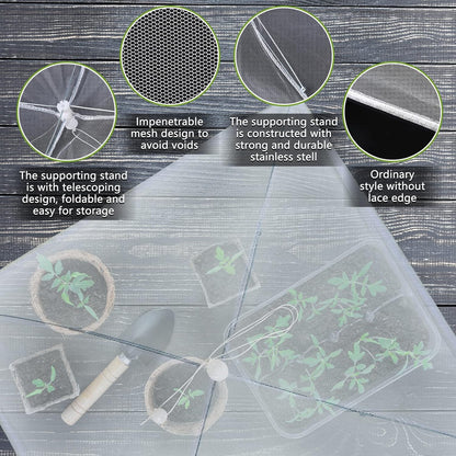 Sawysine 4 Pack Mesh Plant Cover Reusable Screen Cloche Dome Plant Protector Tent Collapsible Umbrella for Outdoor Garden Greenhouse Vegetable Flowers Strawberry from Animals(24 x 24 Inch,White)