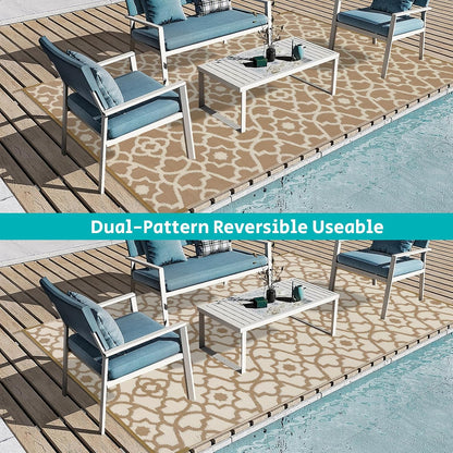HEBE Outdoor Rug Waterproof 5x8, Plastic Straw Rug Camping Rug, Reversible Outdoor Patio Rugs RV Mat Clearance, Indoor Outside Floor Carpet for Porch,Deck,Camper,Balcony,Backyard