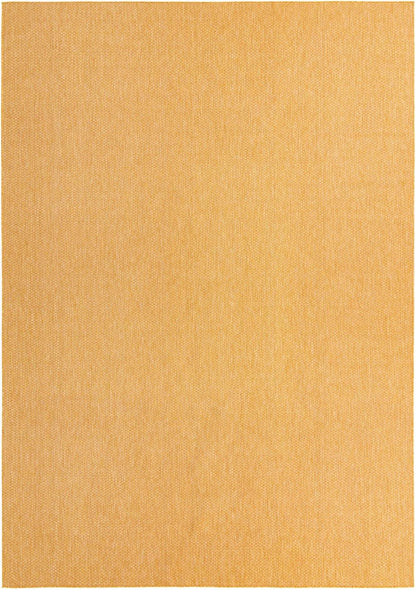 Unique Loom Collection Casual Transitional Solid Heathered Indoor/Outdoor Flatweave Area Rug (10' x 14' 1" Rectangle, Corn Harvest Yellow)