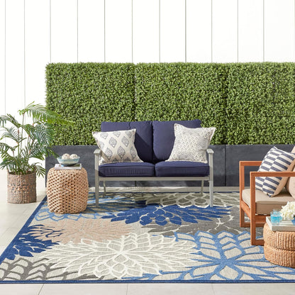 Nourison Home Aloha 9'6" x 13' Fabric Indoor/Outdoor Rug in Blue/Multi-Color