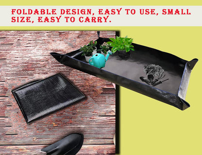 BIUWING 2 PCS Large Repotting Mat for Plant Transplanting and Mess Control, 43" X 29" Thickened Foldable Waterproof Plant Potting Tray, Portable Potting Mat Gardening Tray for House Plants Succulents
