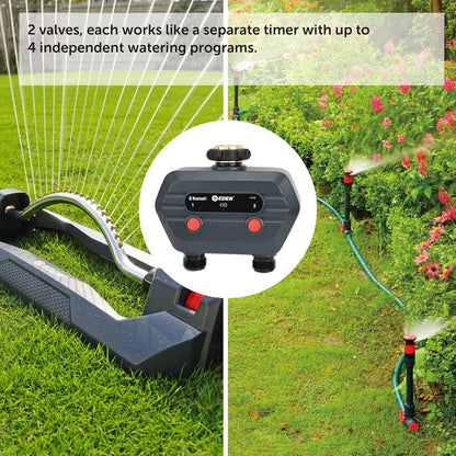 Eden 93442 2-Zone Bluetooth Water Timer for Smart Irrigation - Remote Control via App, Customizable Scheduling, and Water Delay Setting