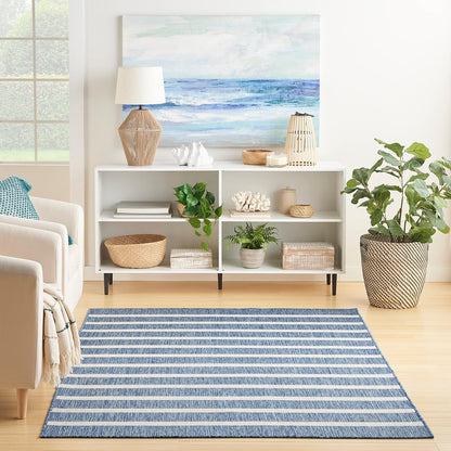 Nourison Home Positano 6' x 9' Fabric Navy Ivory Area Rug