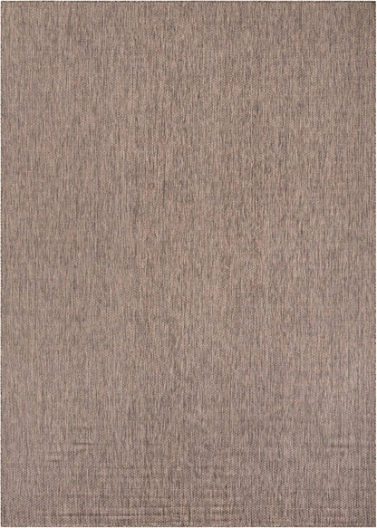Unique Loom Outdoor Solid Collection Area Rug (10' x 14' 1" Rectangle Light Brown/Ivory)