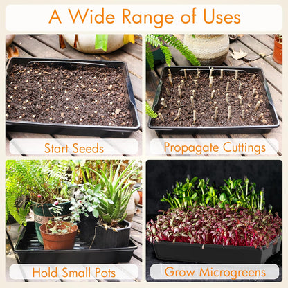 Gardzen 10 Pack Seed Trays, Reusable Plant Grow Trays, Ideal for Seed Starting, Microgreens, Indoor Gardening, and Greenhouse Plant Nurseries - No Drain Holes, 15.7" x 11.6"