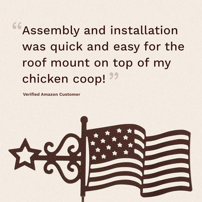 EZ Vane Steel USA Flag Weathervane 21” Height, Includes Metal Roof Mount, Wind Cups & Brackets | Hand-Crafted and Family-Owned, Made in The USA with Triple Powder Coating, Limited