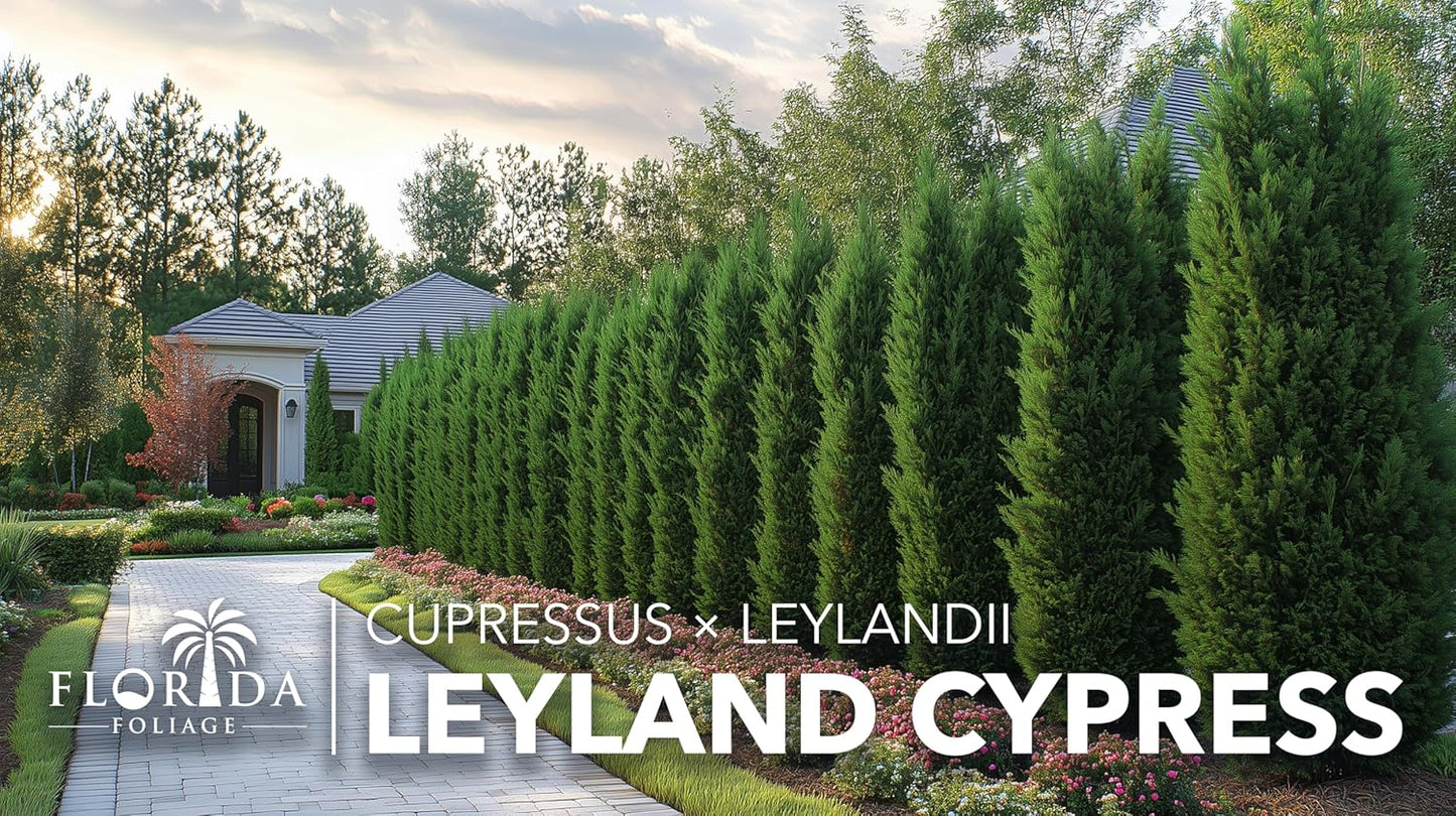 Leyland Cypress |2 Large Gallon Size Plants | Cupressocyparis leylandii | Fast Growing Privacy Trees, Evergreen Landscape Plants, Drought Tolerant, Low Maintenance, Windbreak, Hardy