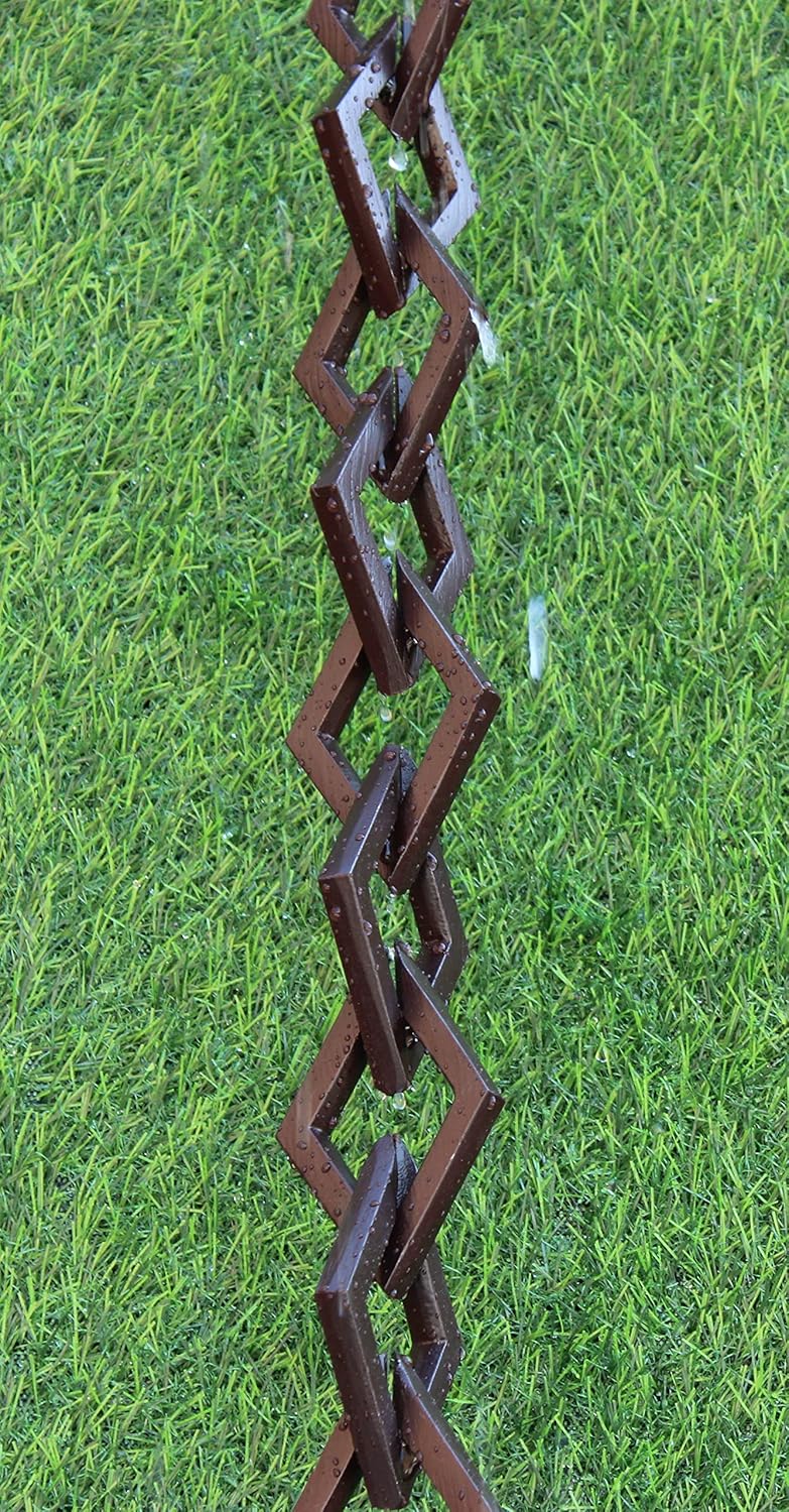 KAM Home Diamond Links Rain Chain with Installation Kit (Brown, 9)