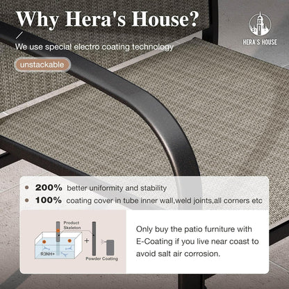 HERA'S HOUSE Extendable Patio Table and Chairs Set for 8, 9 Pieces Outdoor Dining Sets, 61"-84" Rectangular Metal Table with Chairs for Deck Lawn Garden Porch