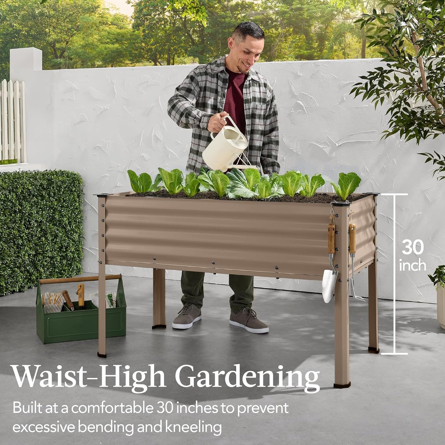 Best Choice Products 48x24x30in Galvanized Raised Garden Bed, Metal Elevated Planter Box, Vegetable Garden for Backyard, Patio, Balcony - Dark Green