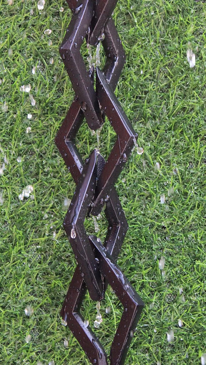 KAM Home Diamond Links Rain Chain with Installation Kit (Black, 9)