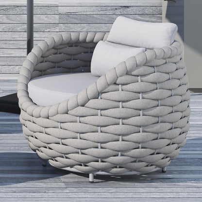 TWT Patio Sofa All-Weather Textilene Rope Balcony Furniture with Cushions & Pillows, Patio Couch Outdoor Accent Armchair Set for Patio, Balcony, Backyard, Deck, Poolside, Grey