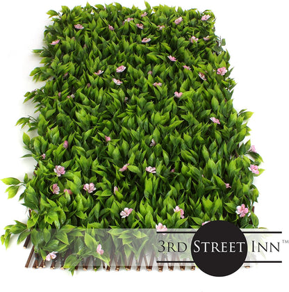 3rd Street Inn™ Leaf Trellis - Bamboo Greenery Panel - Boxwood and Ivy Privacy Fence Substitute - DIY Flexible Fencing (1, Pink Flower Sakura)