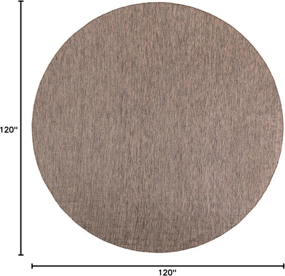 Unique Loom Outdoor Solid Collection Area Rug (10' Round Light Brown/Ivory)