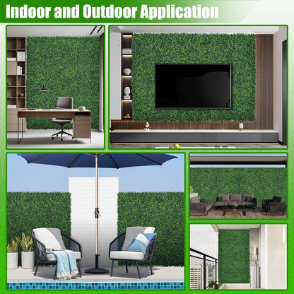 Artificial Boxwood Roll,48x120 in(40 sqft) UV-Anti Faux Ivy Grass Wall Backdrop for Balcony Privacy, Fake Grennery Wall Decor for Garden, Patio, Backyard