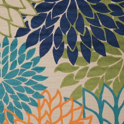 Nourison Aloha Indoor/Outdoor Multicolor 9'6" x 13' Area Rug, Tropical, Botanical, Easy Clean, Non Shedding, Bed Room, Living Room, Dining Room, Deck, Backyard, Patio (9x13)