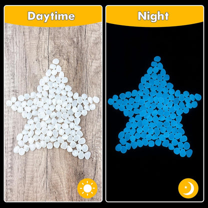 Glow in The Dark Rocks Outdoor Garden Pebbles Stones, 2.2Lbs White Fish Tank Glow Rocks Resin Glowing Pebbles for Garden/Aquarium/Planter/Walkway/Driveway