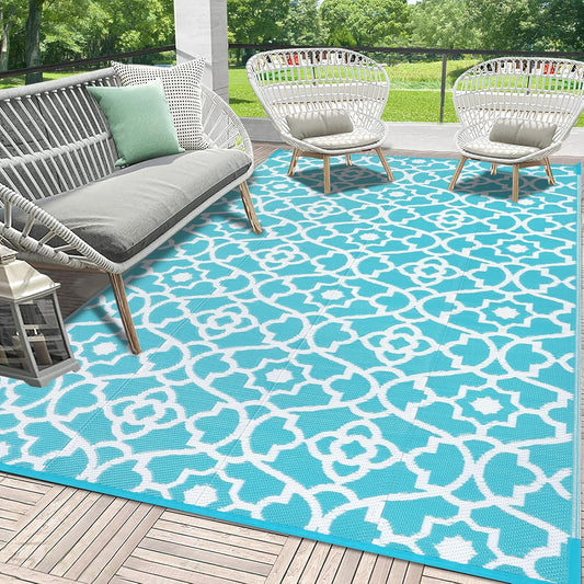 HEBE Outdoor Rug Waterproof 5x8, Plastic Straw Rug Camping Rug, Reversible Outdoor Patio Rugs RV Mat Clearance, Indoor Outside Floor Carpet for Porch,Deck,Camper,Balcony,Backyard